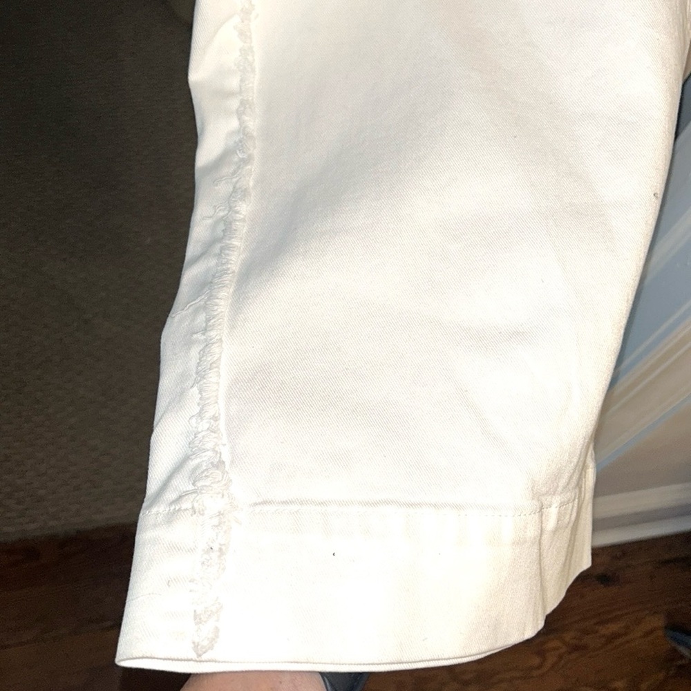 Rare ETRO Sz 27 x 34 white cotton embroidered wideleg Jean fringe edge hi waist - Picture 8 of 15